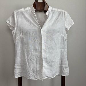 Edward White Linen Short Sleeve Button Up Shirt L | Summer Minimal Top